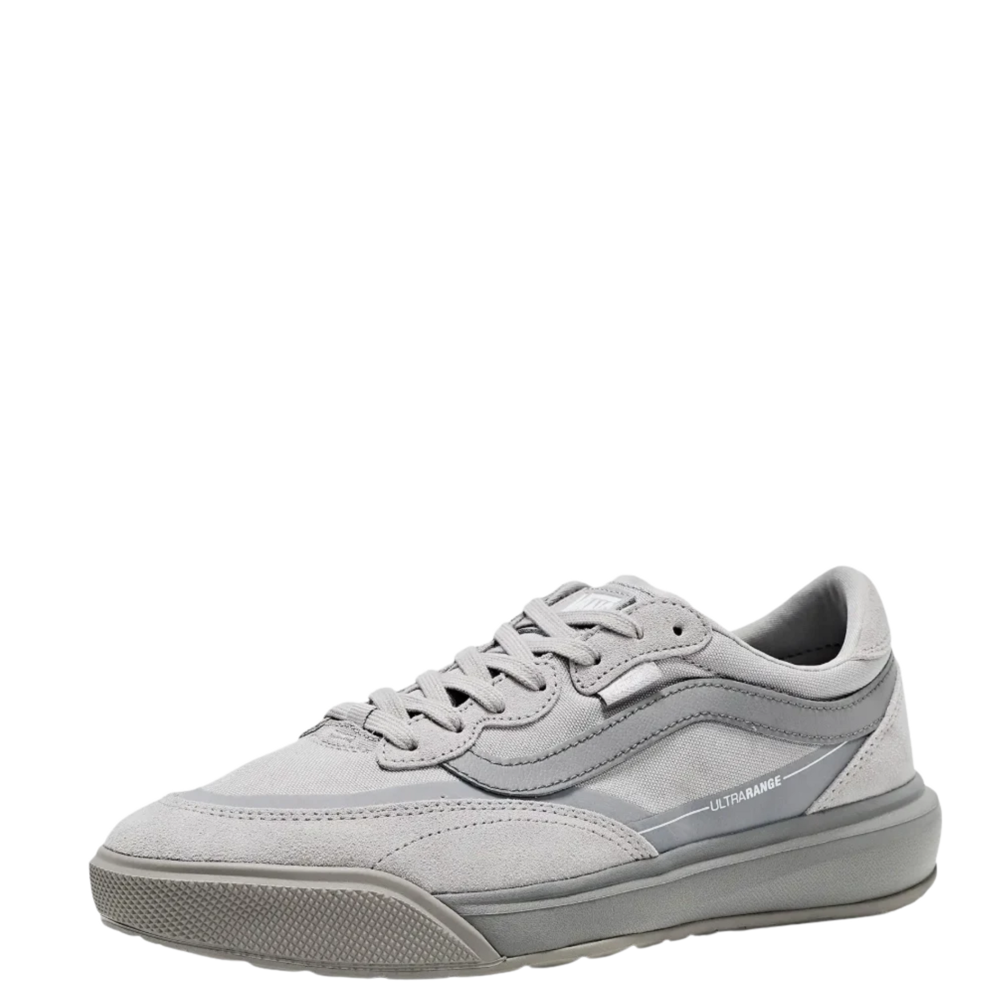 all grey vans ultrarange 2.0 se seude comfort sneaker on a white background