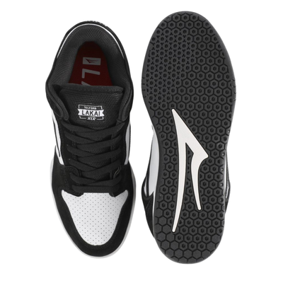 Black and white lakai telford skateboard sneaker on a white background