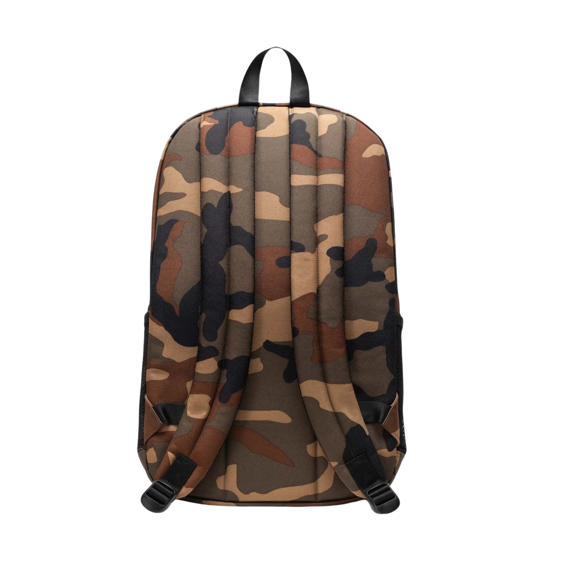 camo herschel fleet skateboard backpack on a white background