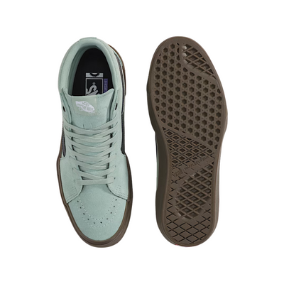 grey green vans men's bmx sk8-hi with black sidestripe and gum sole