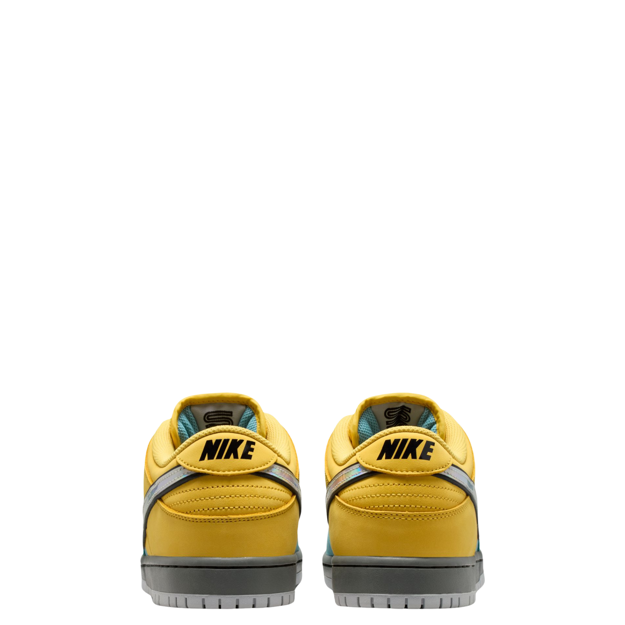 Yellow and teal NIKE SB MUNI FAST PASS sneaker with a visible Nike logo on a white background