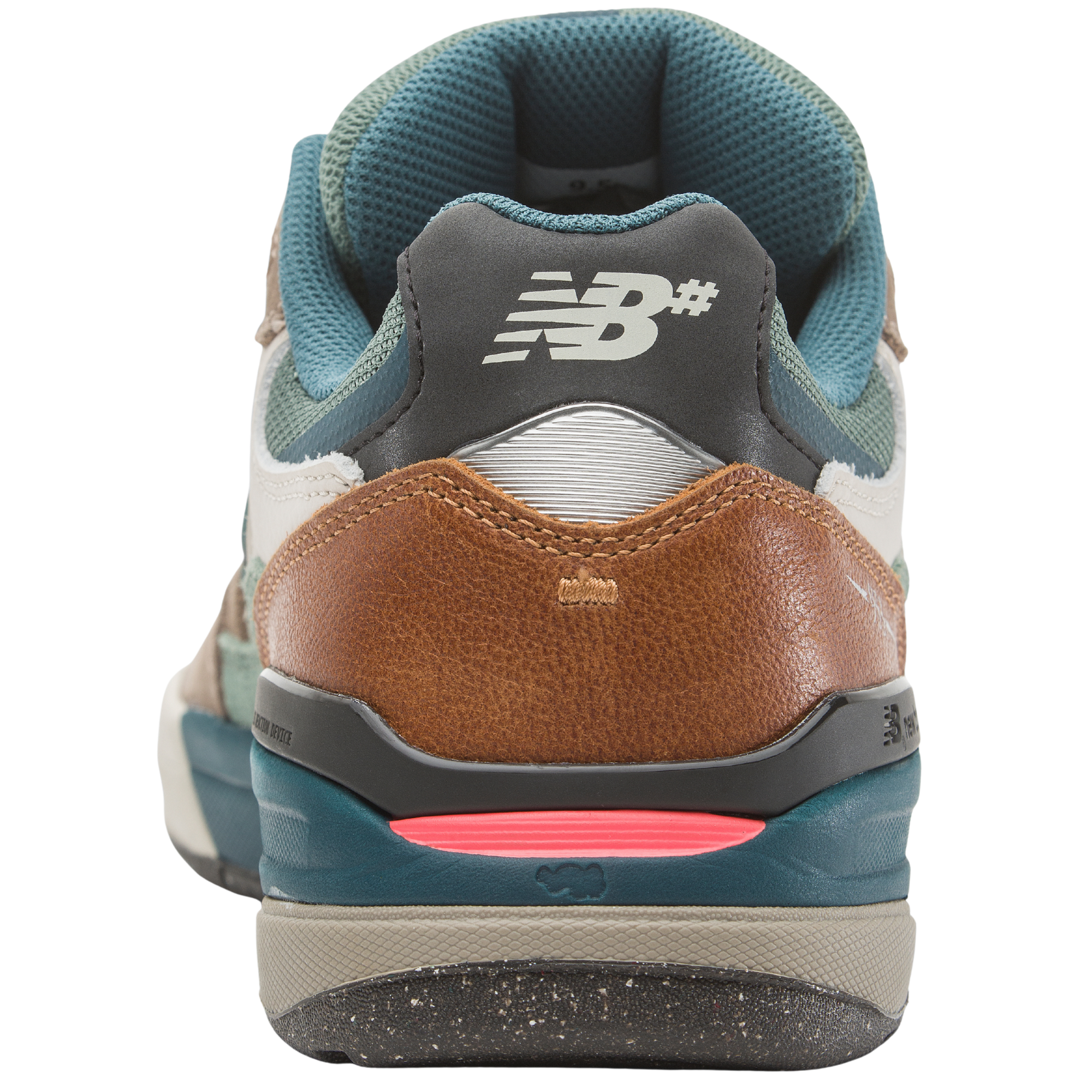Multicolor brown and green new balance numeric 933 sneaker with 'N' logo on a white background