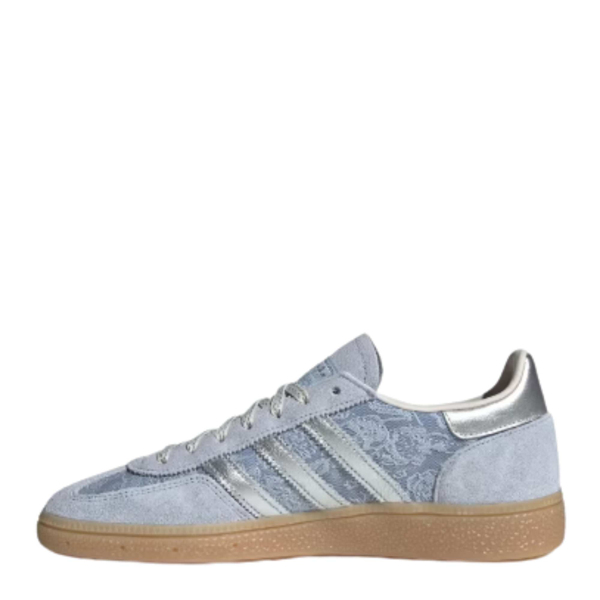 blue liberty london handball espezial Sneaker with lace pattern and Adidas logo on a white background