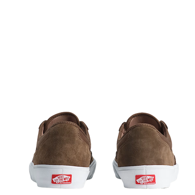 Brown curren caples vans skateboard sneaker with white sole on a white background