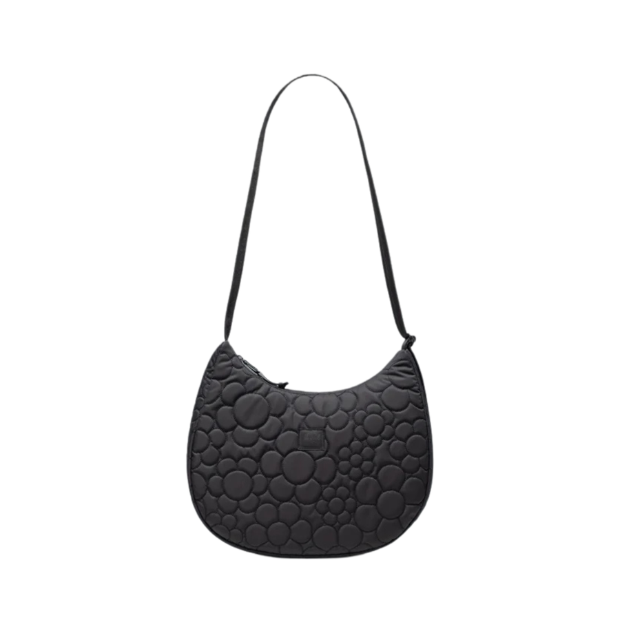black Herschel yara quilted shoulder bag on a white background