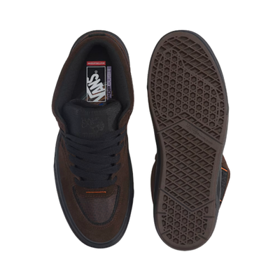 brown vans skate half cab rizzo with black sole on a white background