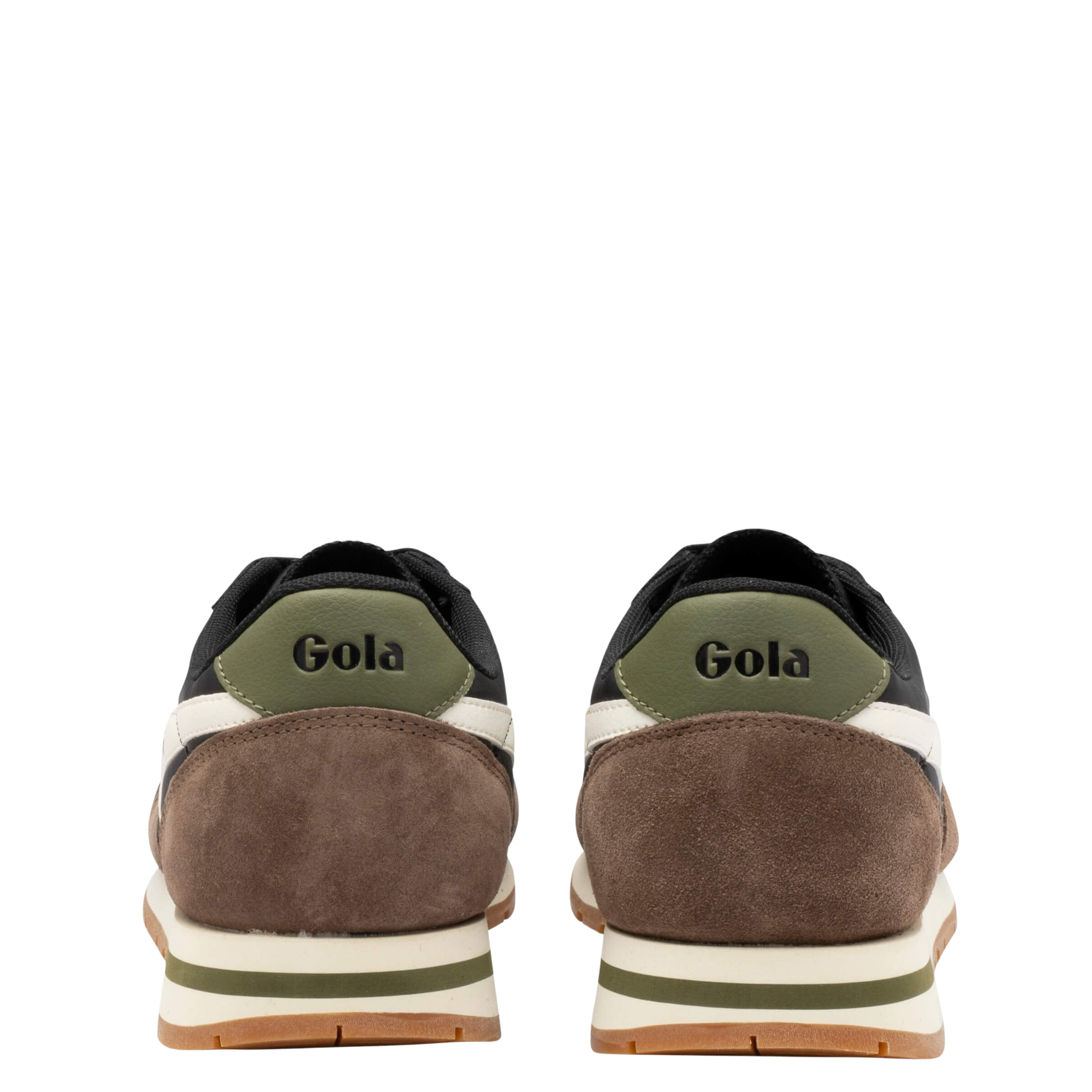 brown suede and black nylon gola mens daytona sneaker on a white background