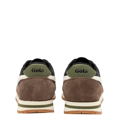 brown suede and black nylon gola mens daytona sneaker on a white background