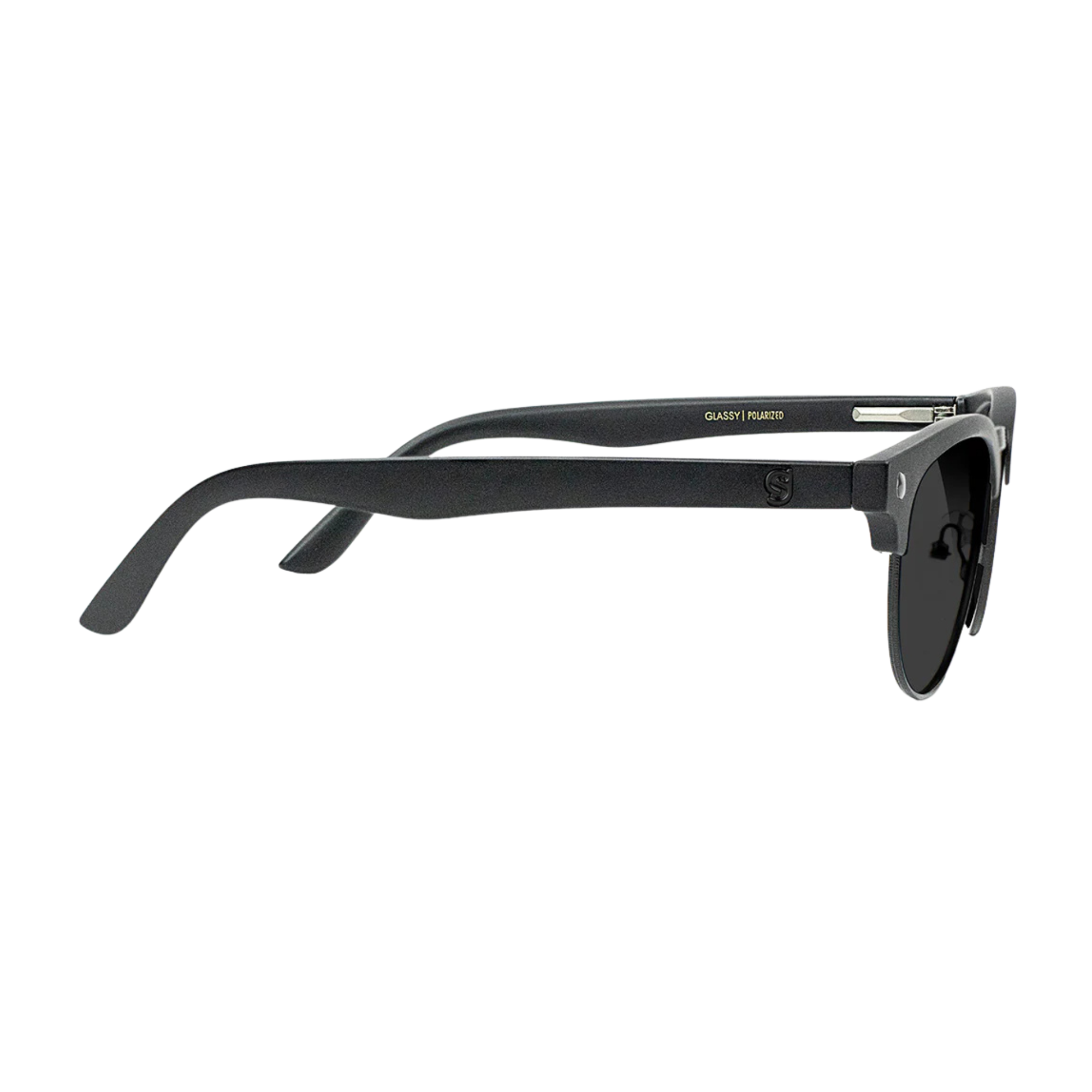 Blackout glassy morrison premium polarized sunglasses with on a white background