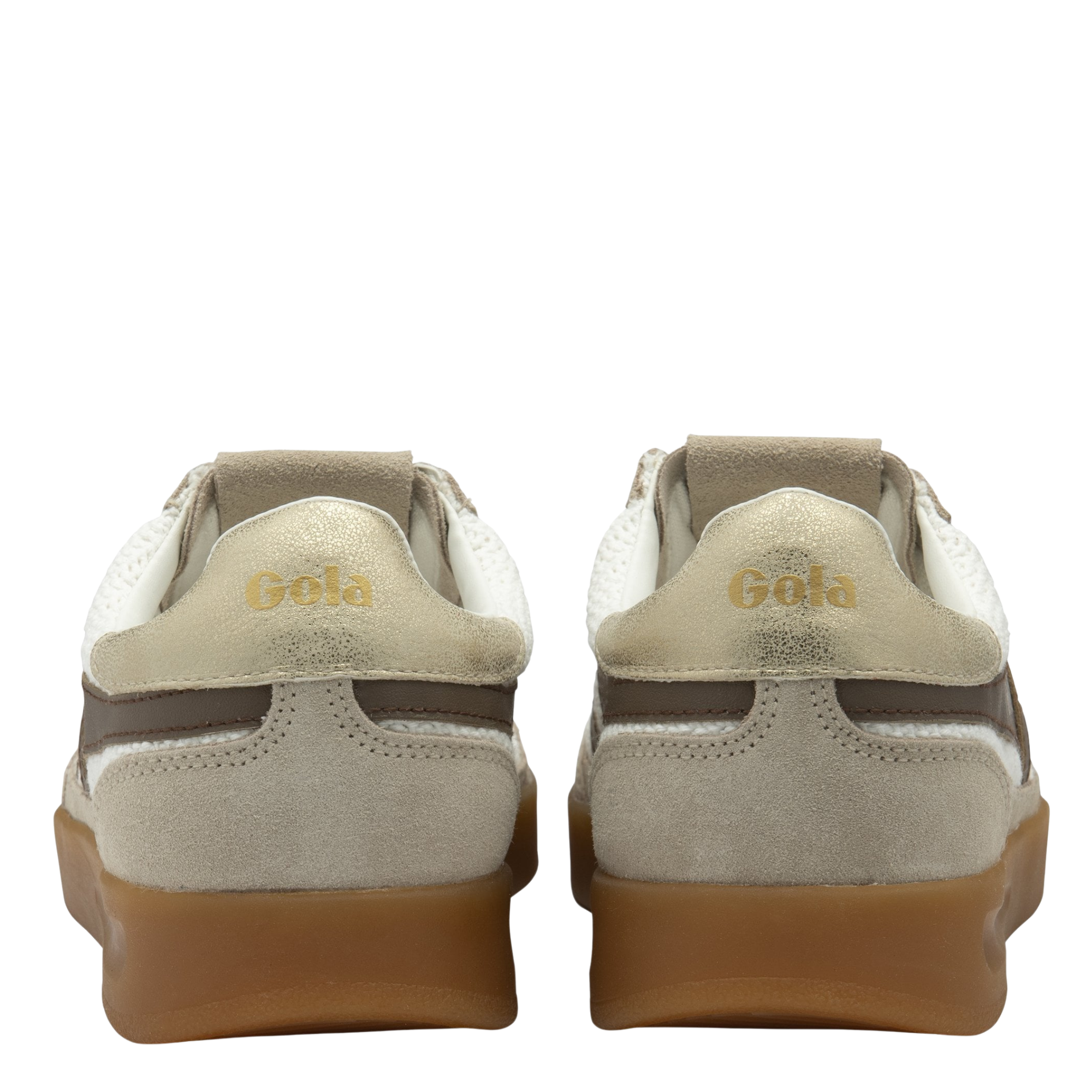 Beige gola cyclone zephyr sneaker with brown accents on a white background