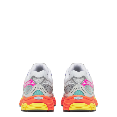 Colorful SAUCONY progrid omni 9 running shoe with a brand logo on a white background