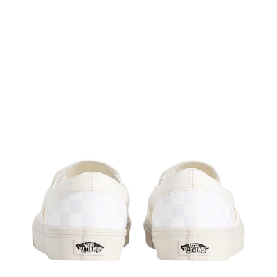 Beige  and white vans checkerboard slip-on sneaker on a white background