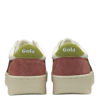 White gola women's grandslam trident sneaker with colorful accents on a white background