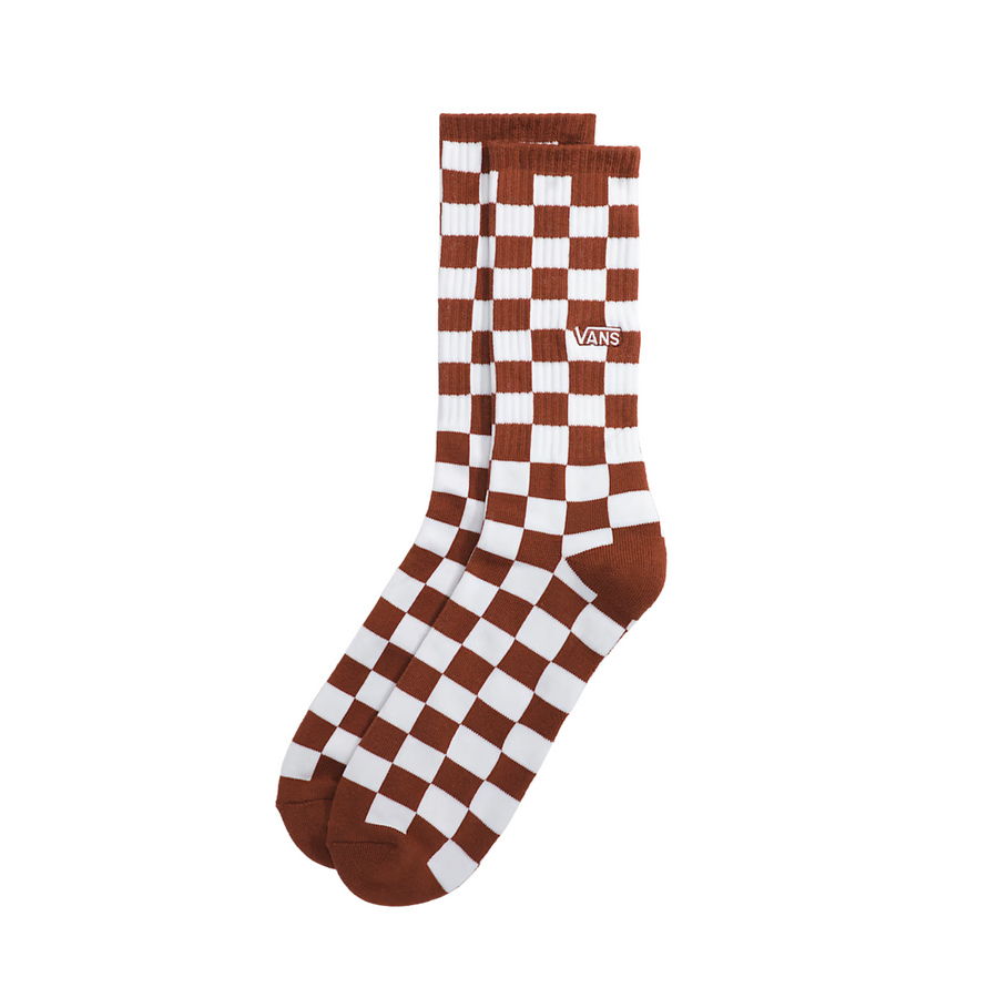 brown and white checkerboard vans crew sock