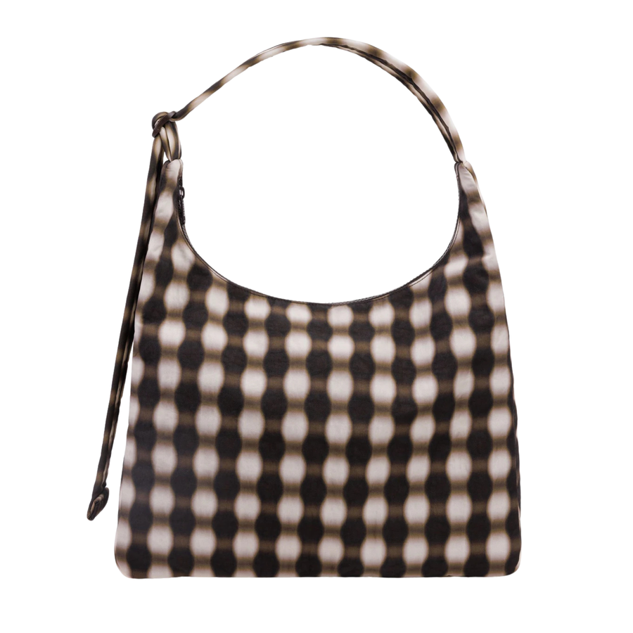 blurred gingham baggu nylon shoulder bag on a white background