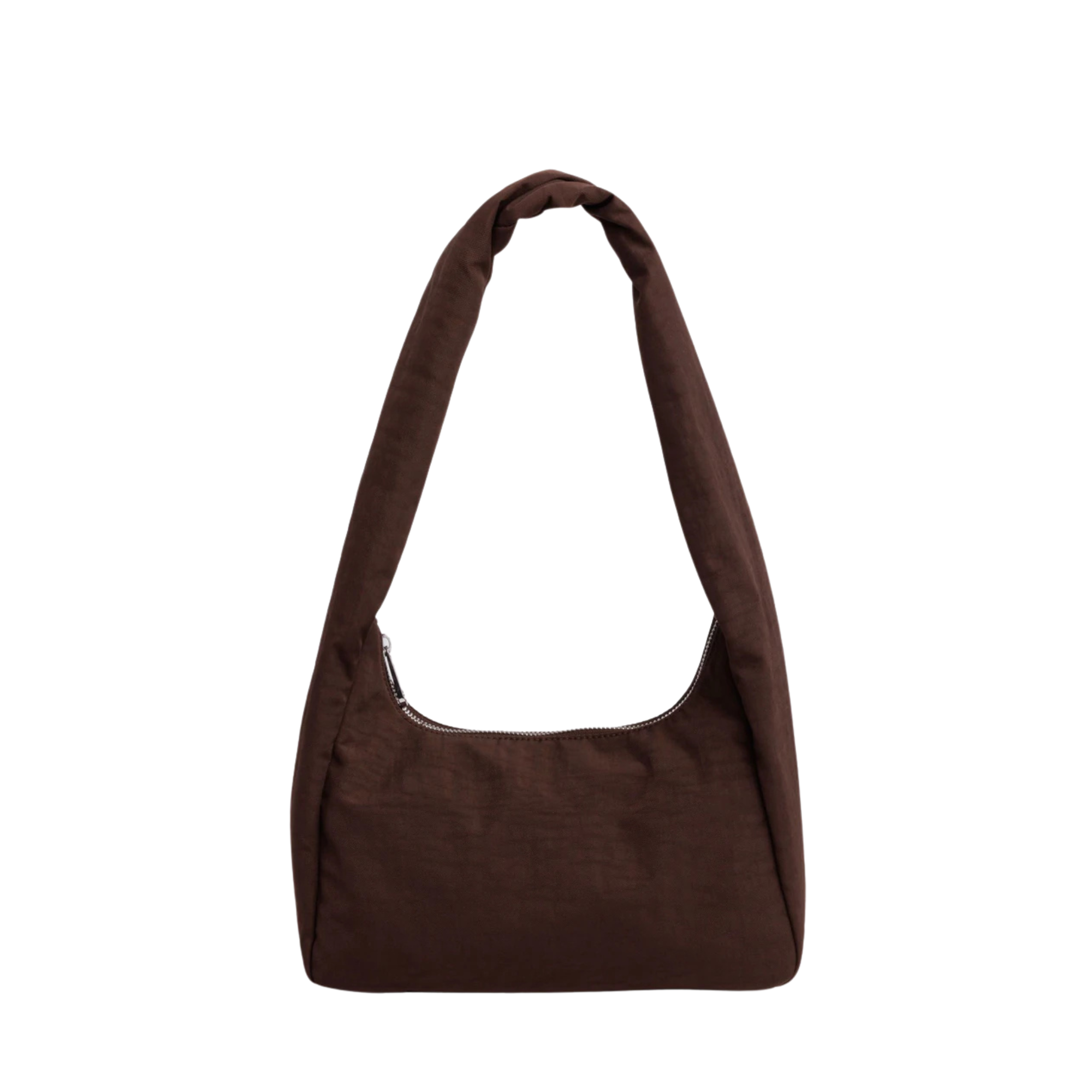 A dark brown slouchy baggu meringue shoulder bag with a single strap, shown against a plain white background.