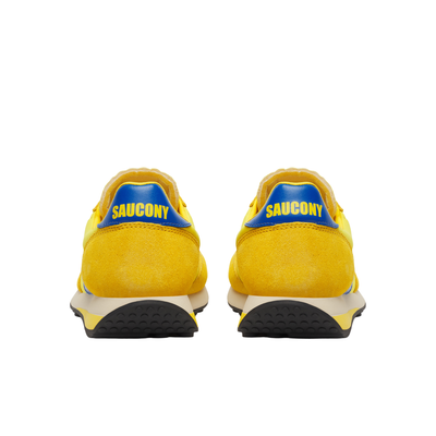 Yellow and blue saucony trainer 80 women's sneaker on a white background
