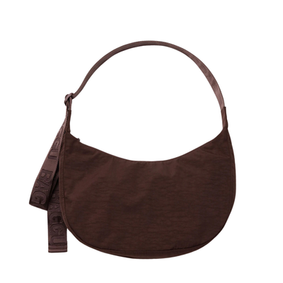 coffee dark brown colored baggu medium nylon crescent bag