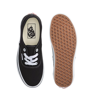 black vans big kids authentic shoes on a white background