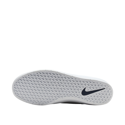 Navy and light blue NIKE SB FORCE 58 men's and women's sneaker with a white sole on a white background