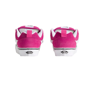 Pink vans knu skool women's sneaker with white laces on a white background