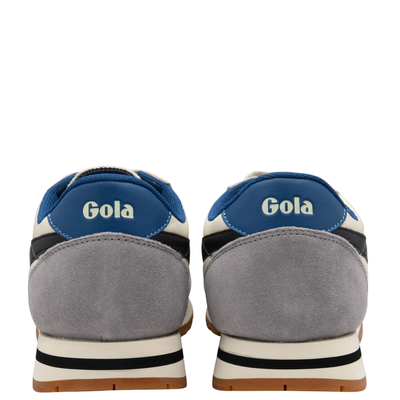 Gola men's daytona Sneaker with gray, blue, and black design on a white background