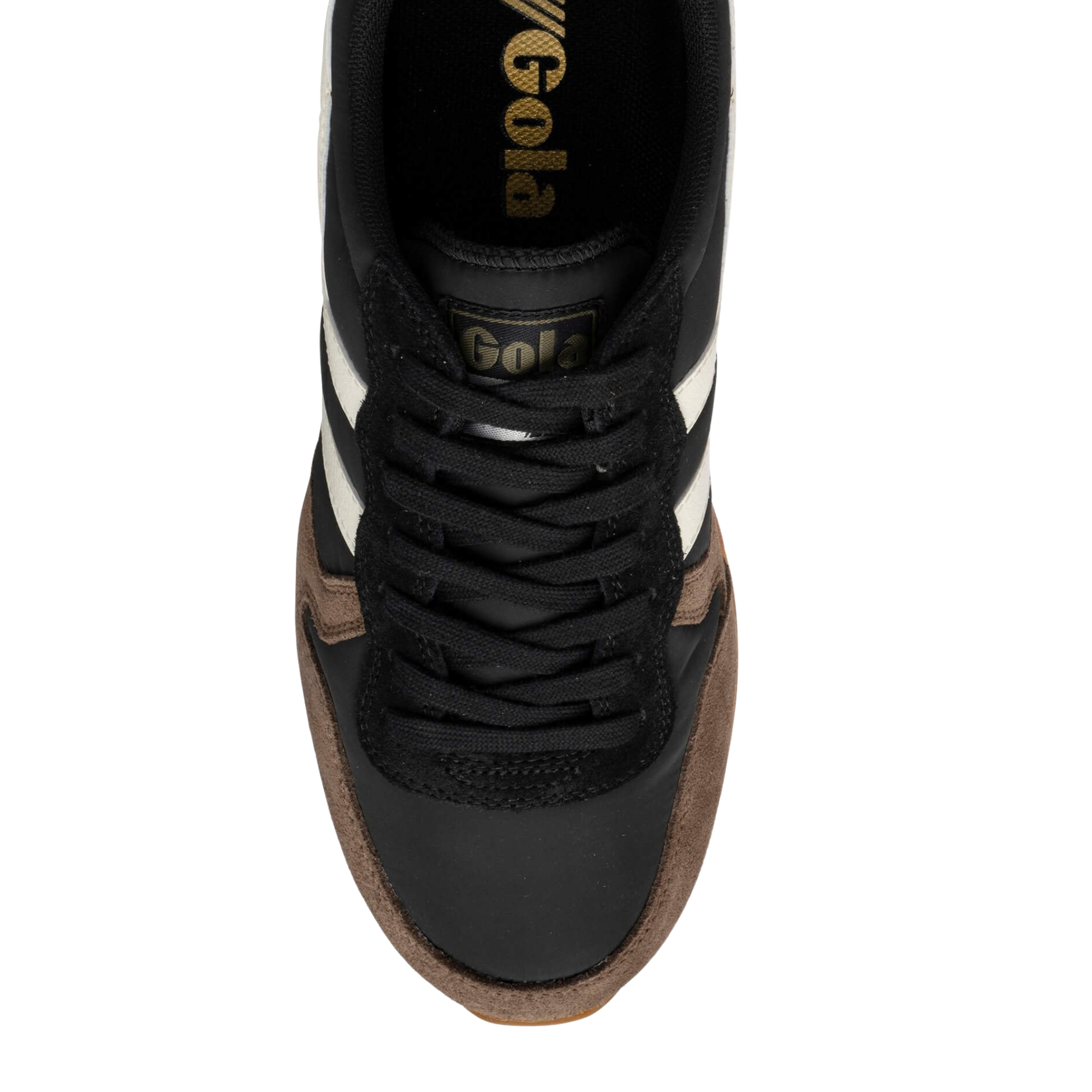 brown suede and black nylon gola mens daytona sneaker on a white background