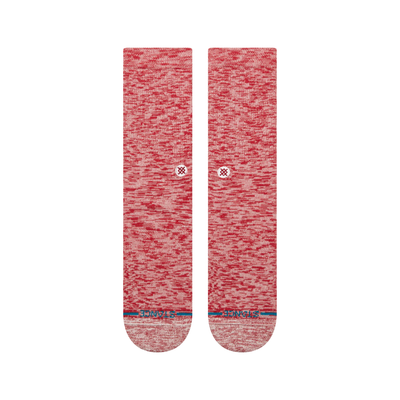 heather red stance slub crew socks on a white background