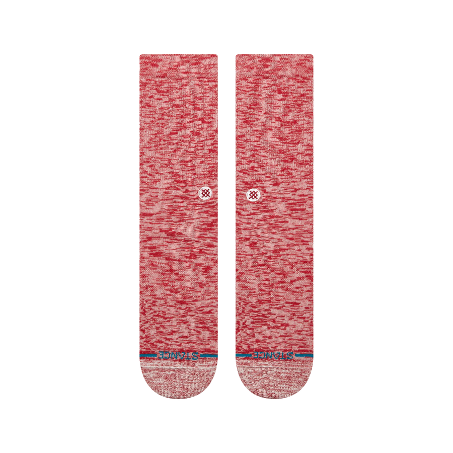 heather red stance slub crew socks on a white background