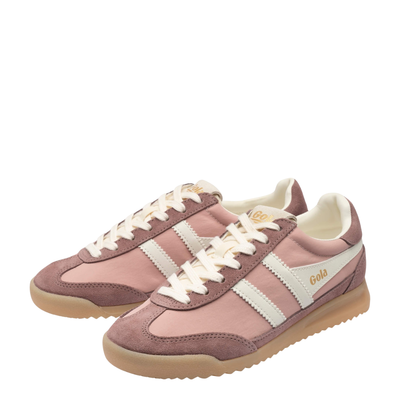 two tone pink gola firefly women's sneakers with a gum sole on white background