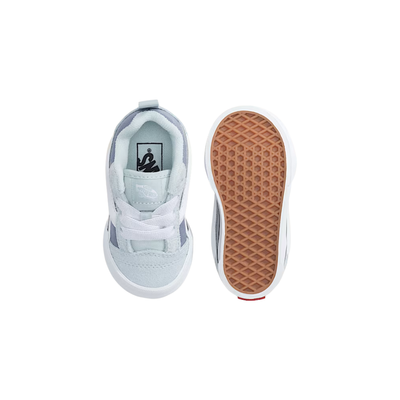 vans toddler knu skool sneaker with light blue and purple design on a white background