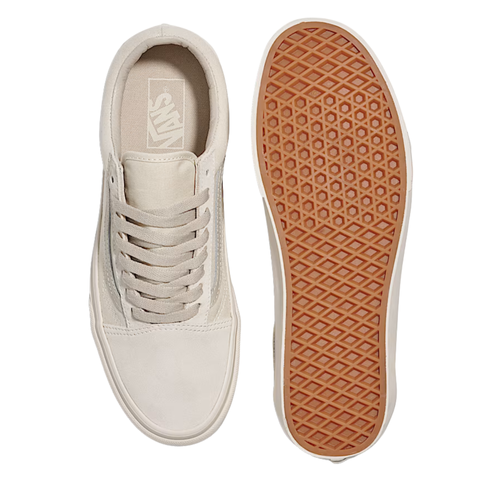 Beige vans women's old skool sneaker on a white background