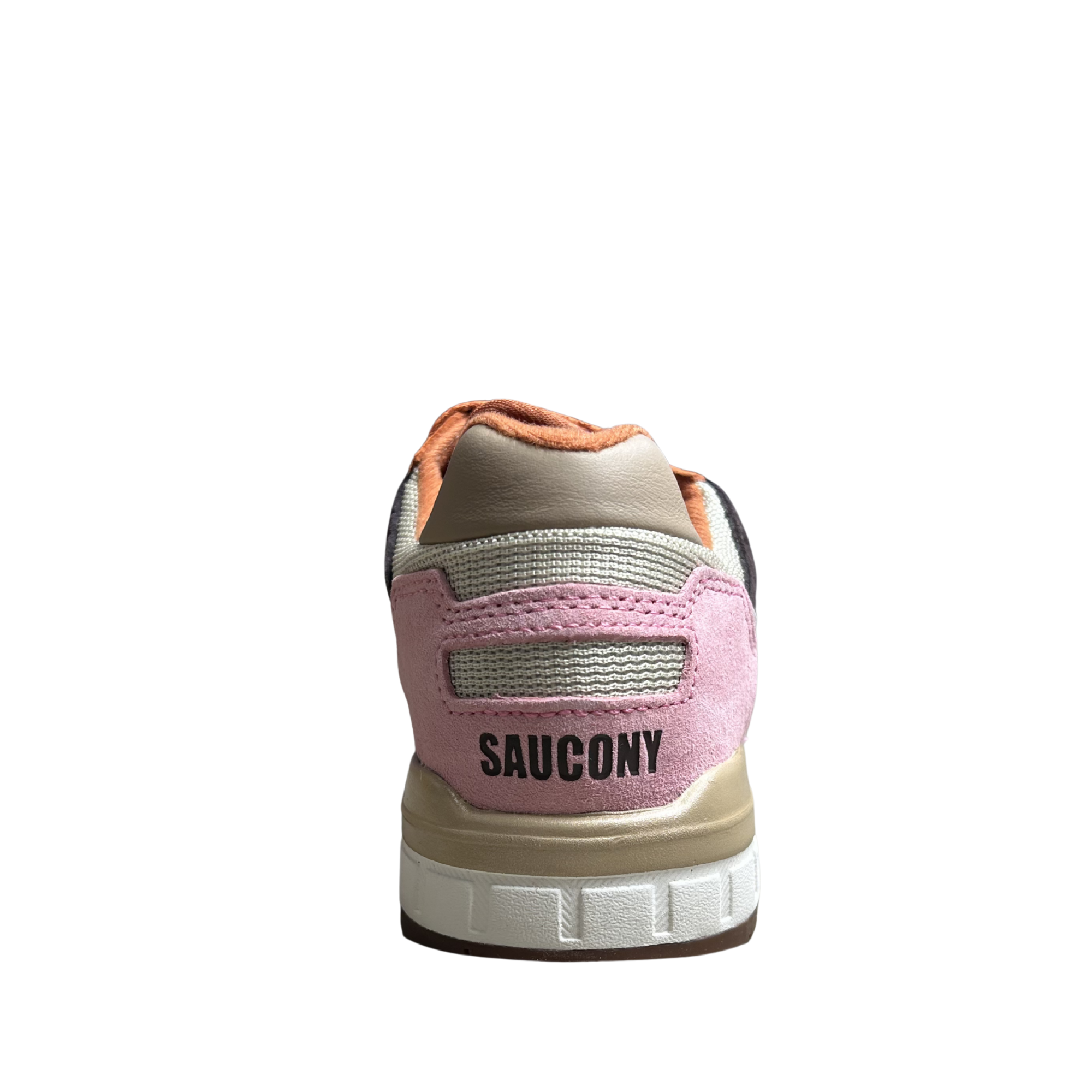 women's Saucony shadow 5000 sneaker with orange, gray, and pink design on a white background