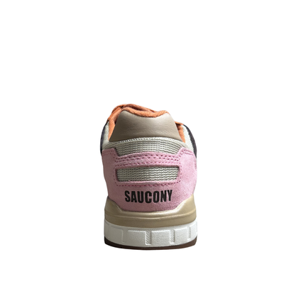 women's Saucony shadow 5000 sneaker with orange, gray, and pink design on a white background