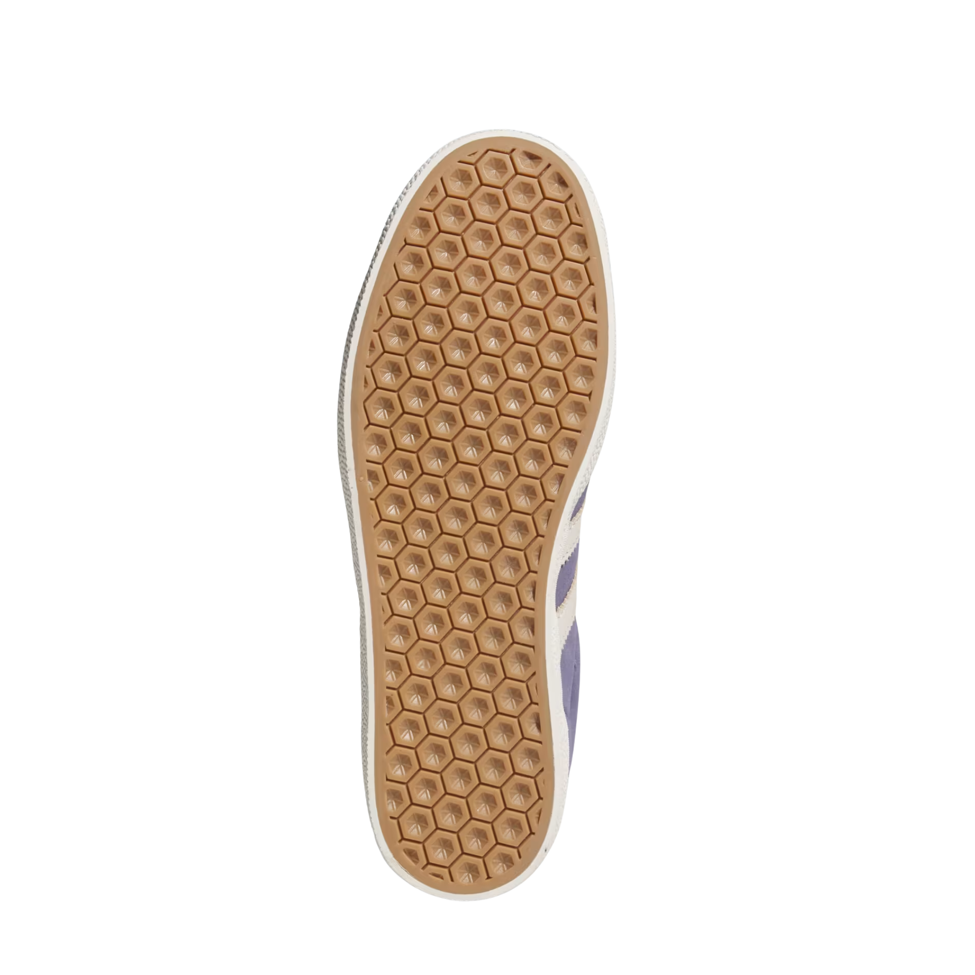 purple adidas gazelle adv skateboard shoe with white stripes on a white background