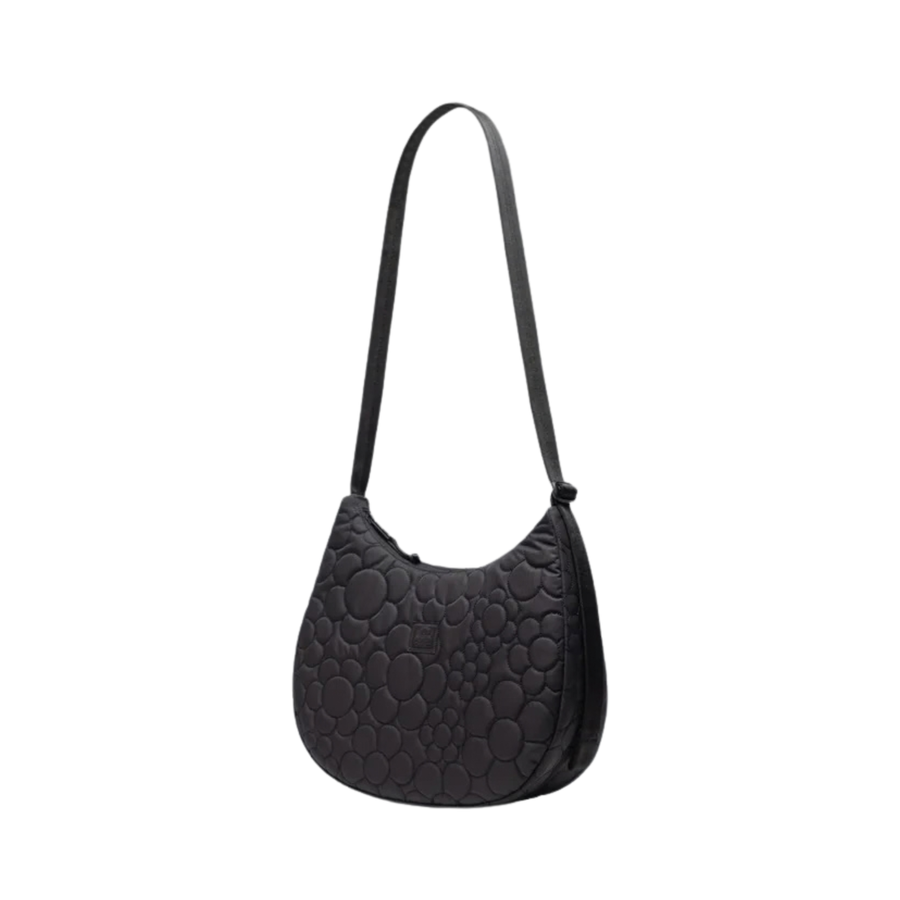 black Herschel yara quilted shoulder bag on a white background