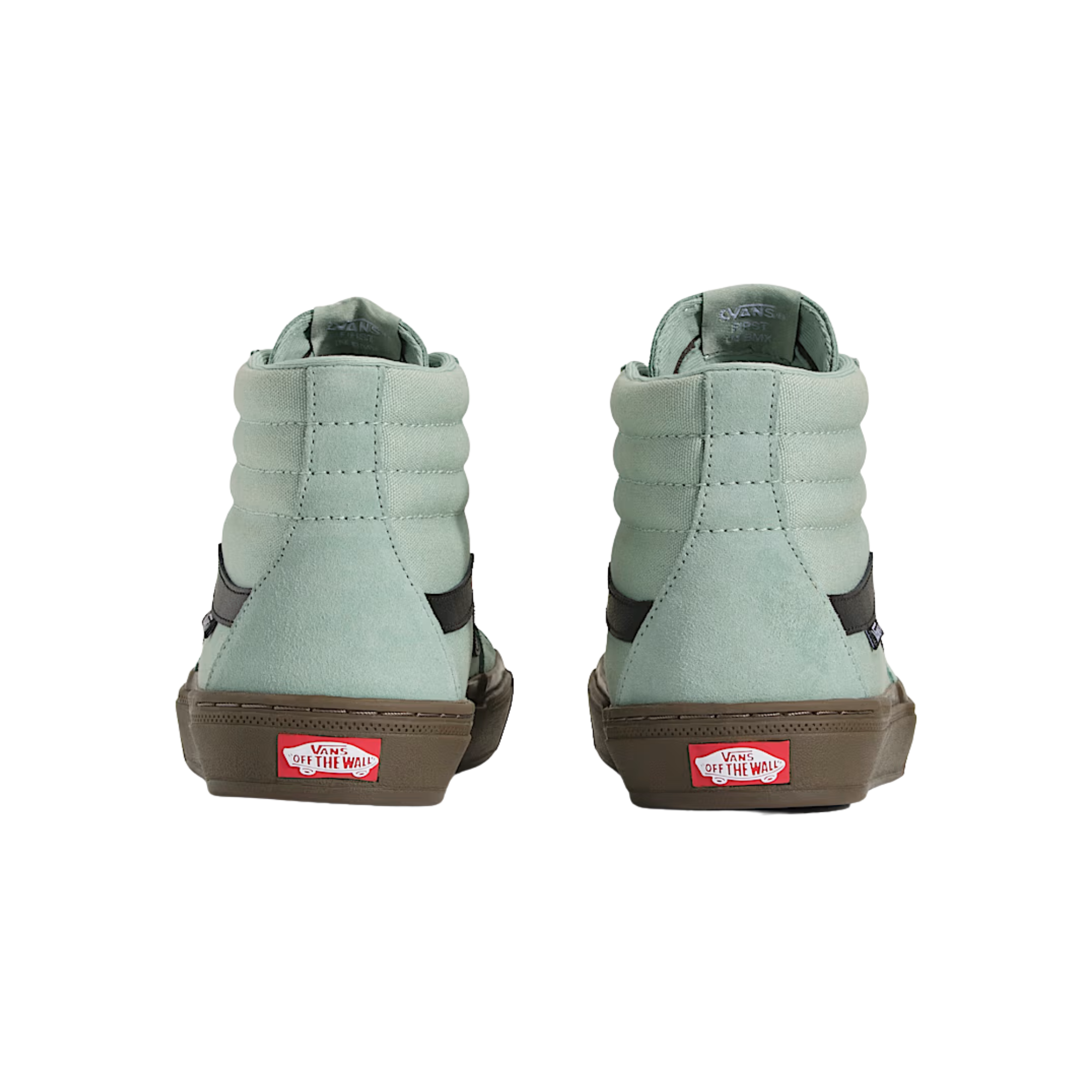 grey green vans men's bmx sk8-hi with black sidestripe and gum sole