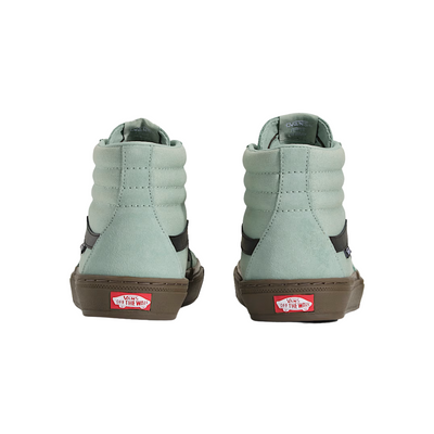 grey green vans men's bmx sk8-hi with black sidestripe and gum sole