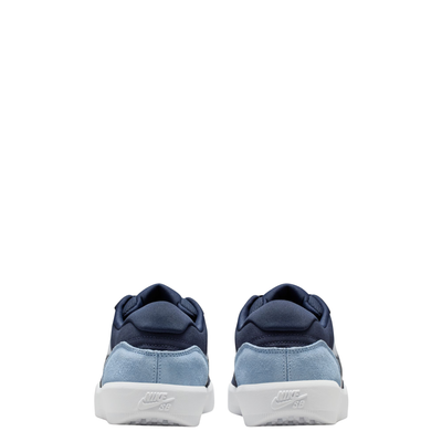 Navy and light blue NIKE SB FORCE 58 men's and women's sneaker with a white sole on a white background