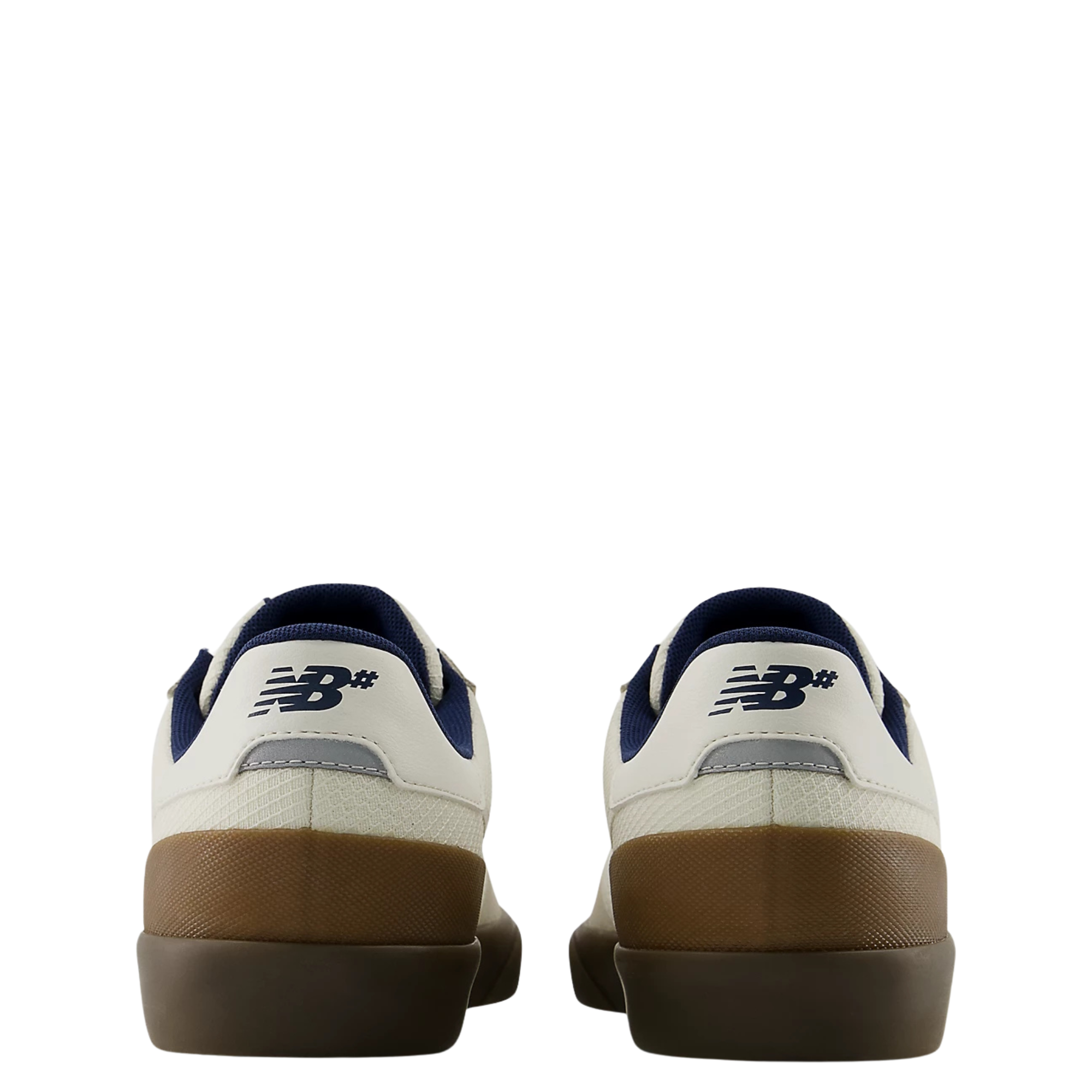White new balance numeric 272 sneaker with brown sole on a white background