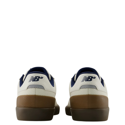 White new balance numeric 272 sneaker with brown sole on a white background