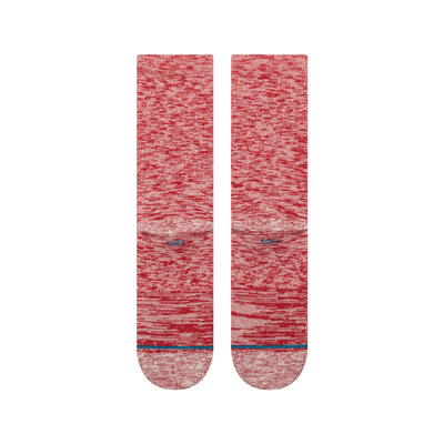 heather red stance slub crew socks on a white background