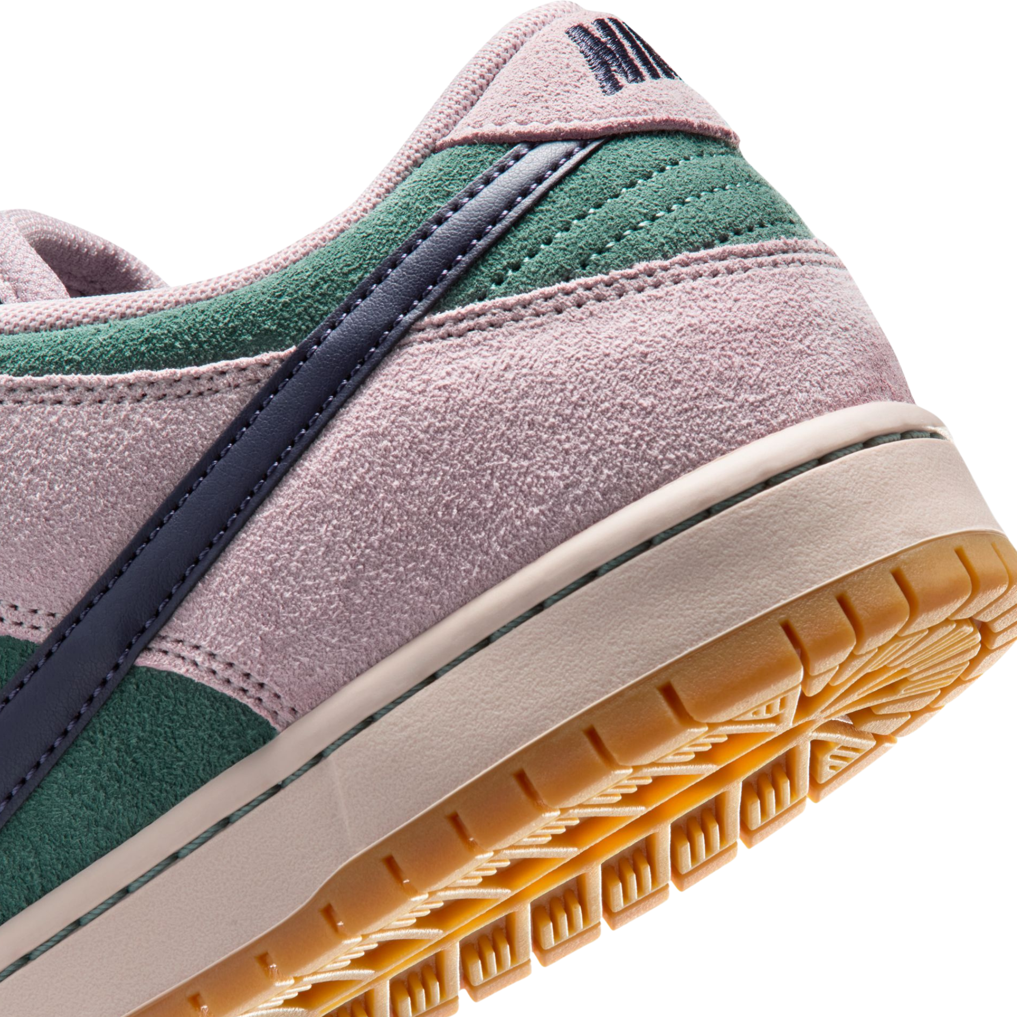 nike sb dunk low skateboard Sneaker with green and pink design on a white background