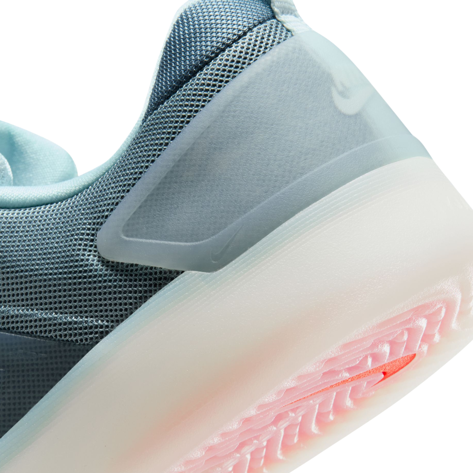 Blue nike sb zoom nyjah 4 skateboard sneaker with a white sole on a white background