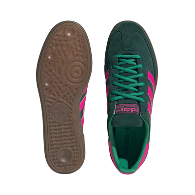 green adidas women's special in green wih pink stripes