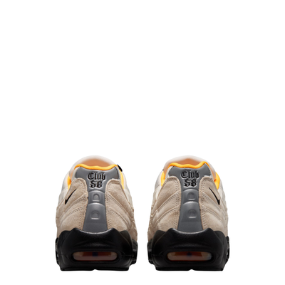 tan nike sb fc pack air max 95 club 58 with black sole and orange detail on a white background