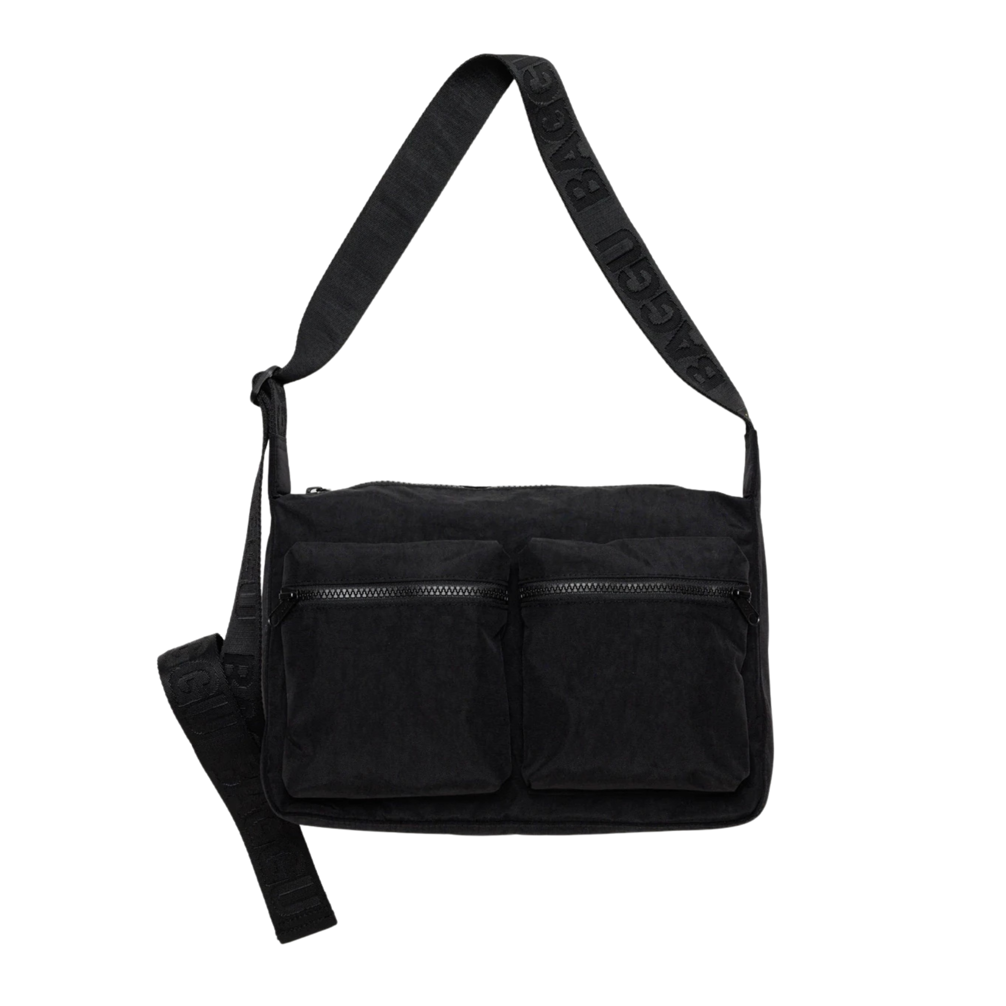 black baggu cargo medium sized crossbody bag on a white background