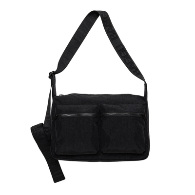 black baggu cargo medium sized crossbody bag on a white background