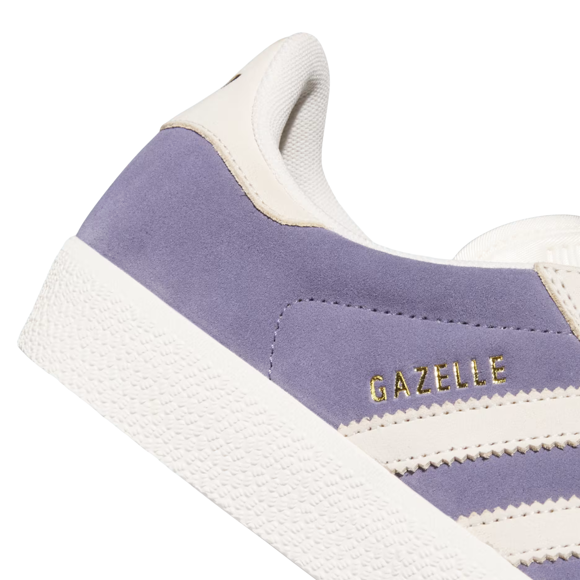 purple adidas gazelle adv skateboard shoe with white stripes on a white background