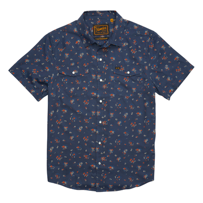Holwer Brothers H Bar B Snapshirt Bouquets in a midnight blue wiht small all-over floral print on a white background